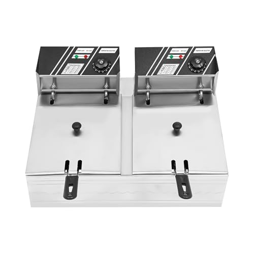 Frittiermaschine Kommerzielle Fritteuse 12L Großraum Doppel-Fritteuse 2500W Elektrische Öl-Fritteuse Edelstahl Oil Fryer Gastro-Fritteuse mit Temperaturregelung für Küche Restaurant von Ecoggeder