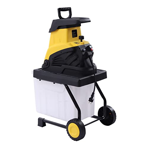Holzhäcksler Elektrischer Gartenhäcksler 2500W Häcksler 4500RPM Elektro-Messerhäcksler 1,7 Zoll Schnittdurchmesser Schredder Messerhäcksler 45 Liter Auffangbehälter mit Transporträder von Ecoggeder