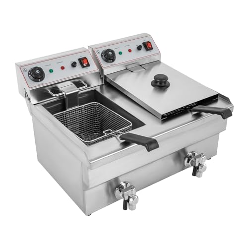Öl-Fritteuse Gewerbliche Frittiermaschine Kommerzielle Doppelfritteuse 20L Edelstahl Fritteuse 6000W Fritöse Temperatur Einstellbar 60-200℃ Gastro-Fritteuse mit AutomatischThermostat Öl-Fritteuse Gewerbliche Frittiermaschine Kommerzielle Doppelfritteuse 20L Edelstahl Fritteuse 6000W Fritöse Temperatur Einstellbar 60-200℃ Gastro-Fritteuse mit AutomatischThermostat von Ecoggeder