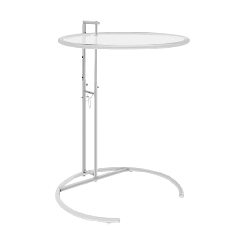 Sofatisch C-Form Beistelltisch Couchtisch Wohnzimmertisch Höhenverstellbar Kaffeetisch Bettbeistelltisch Nachttisch 78 x 50 x 51 cm mit Metallgestell, Härtetes Glas für Wohnzimmer Schlafzimmer von Ecoggeder