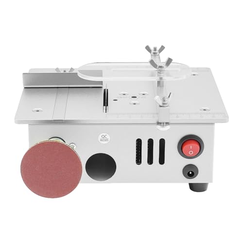 Tischkreissäge Multifunktions Tischsäge Tischkissägen 7-Gang-Netzteil Einstellbarer 96W Mini-Tischsäge 5000RPM Sägeblatt Ø 63 mm 0,1-15mm Hönverstellbarer mit 4 Klingen für Holzbearbeitung, DIY von Ecoggeder