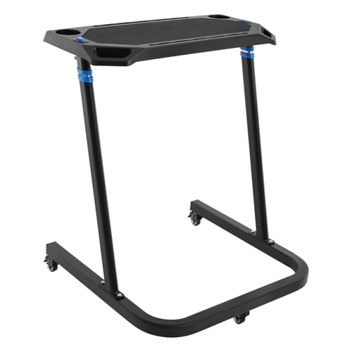 Trainingstisch Fitness Schreibtisch Fahrradtrainer Tisch Computerständer Tragbares & Höhenverstellbarer Laptopständer Laufbandtisch Stehtisch U-förmige Basis mit Feststellbaren Rollen 70 * 63 * 87 cm von Ecoggeder