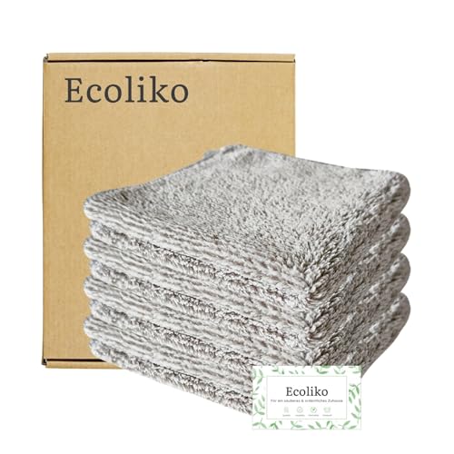 Ecoliko® saugstarke Trockentücher für Duschkabine | WC | Toilette (4er Set), Mikrofaser Putztücher zum Trocknen in Küche, Bad, Haushalt, Wohnmobil, fusselfrei & kratzfrei, 30×30 cm, Grau-Weiß-Mix von Ecoliko