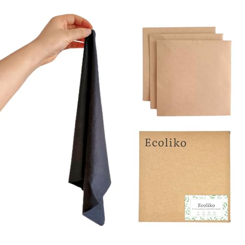 Ecoliko große Brillenputztücher in 30×30 cm aus Mikrofaser in Optikerqualität [3er Set], Putztücher für Bildschirm | Fernseher | Handy | Display | Brillen, waschbar & wiederverwendbar (Schwarz) von Ecoliko