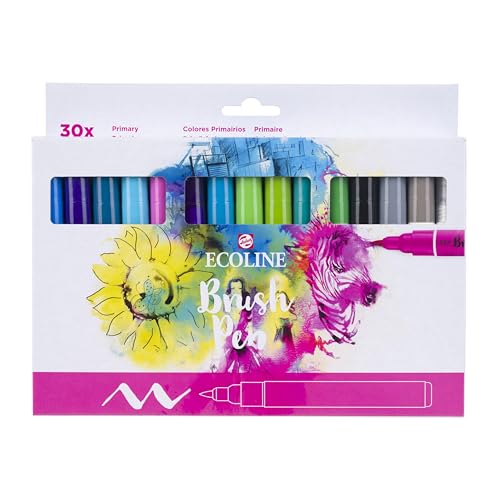 Ecoline Brush Pen-Set mit 30 flüssigen Aquarellstiften – Grundtöne | Mischbare Pinselstifte für Handlettering, Zeichnen und Basteln Ecoline Brush Pen-Set mit 30 flüssigen Aquarellstiften – Grundtöne | Mischbare Pinselstifte für Handlettering, Zeichnen und Basteln von Ecoline