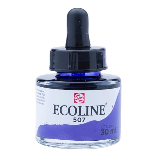 Ecoline Flüssig-Aquarellfarbe - Ultramarin Violett 507-30 ml - Rundflasche mit Pipette - Brillante Farben auf Farbstoffbasis von Ecoline