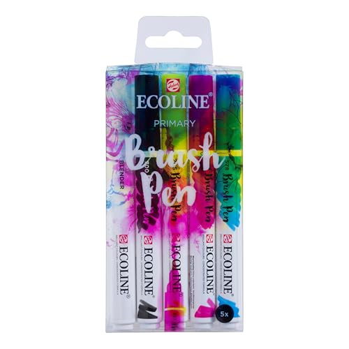 Ecoline Brush Pen Set Primär 5 Farben | Ergänzt mit Schwarz und einem Blender Pen für eine grundlegende Farbgestaltung | Perfekt für Handlettering, Aquarell, schnelle Skizzen und den letzten Schliff Ecoline Brush Pen Set Primär 5 Farben | Ergänzt mit Schwarz und einem Blender Pen für eine grundlegende Farbgestaltung | Perfekt für Handlettering, Aquarell, schnelle Skizzen und den letzten Schliff von Ecoline