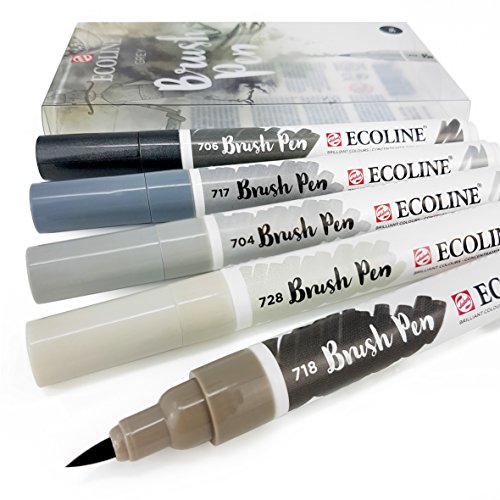 Royal Talens - Ecoline Liquid Watercolour Drawing Painting Brush Pens - Set of 5 in Plastic Wallet - Grey Royal Talens - Ecoline Liquid Watercolour Drawing Painting Brush Pens - Set of 5 in Plastic Wallet - Grey von Ecoline