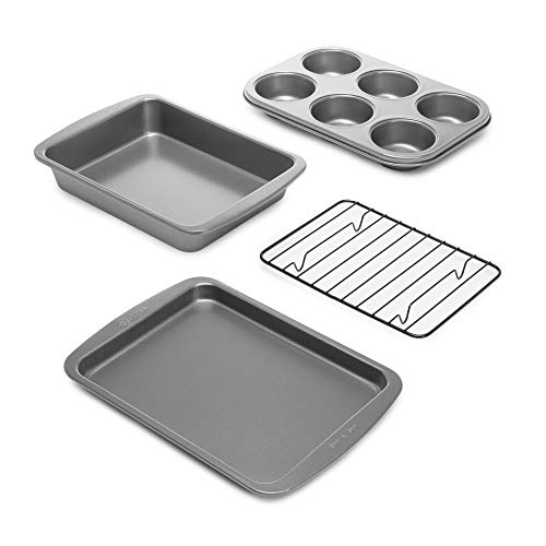 Ecolution EIOGY-1204 Toast-Backgeschirr-Set, 4-teilig Antihaftbeschichteter Karbonstahl, Kohlenstoffstahl, grau von Ecolution