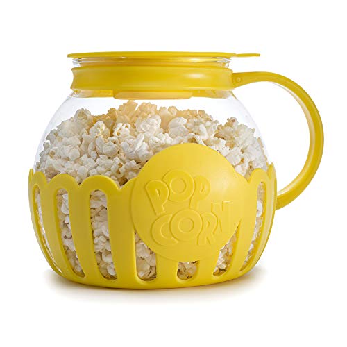 Ecolution Micro 3 Quart Family Size Original Mikro-Pop Popcorn Popper, Borosilikatglas, 3-in-1 Silikondeckel, spülmaschinenfest, BPA-frei, glas, gelb von Ecolution