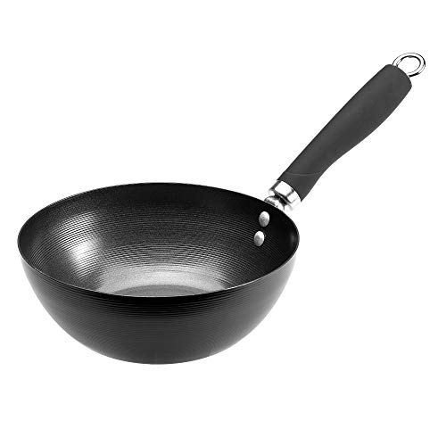 Ecolution Wok aus Karbonstahl, antihaftbeschichtet, mit weichem genietetem Griff, 20,3 cm, Schwarz von Ecolution