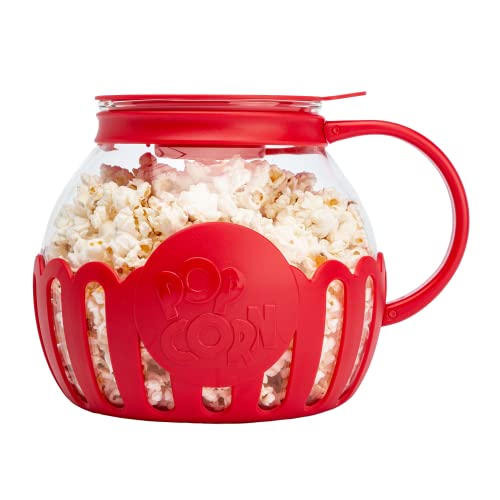 Ecolution patentierter Micro-Pop Mikrowellen-Popcorn-Popper, Glas, rot von Ecolution