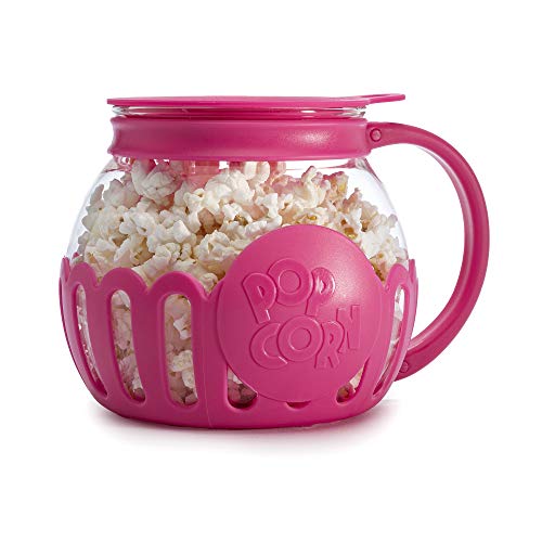 Ecolution patentierter Micro-Pop Mikrowellen-Popcorn-Popper, Temperatursicheres Borosilikatglas, hot pink von Ecolution