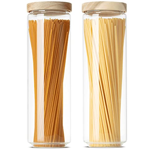 Econovo® Vorratsgläser mit Deckel Set 1500ml (2-teilig) aus Borosilikatglas, stapelbar und luftdicht, Vorratsdosen Glas für Spaghetti und Lebensmittel groß und klein, Aufbewahrungsgläser von Econovo