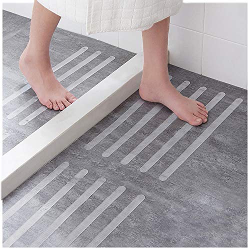 ecooe 16x Anti-Rutsch Streifen für Treppen,Duschen & Badewannen Selbstklebender Rutschschutz 45cm lang 2cm breit Transparent Klebestreifen mit Positionier-Schablone von ecooe