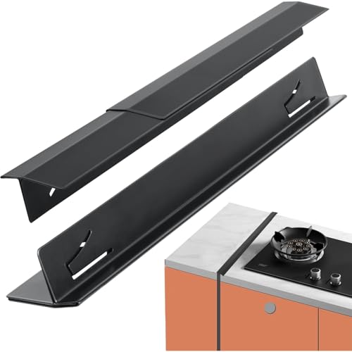 Ecopandy 2 Stück küchenleiste arbeitsplatte,Edelstahl Stove Gap Cover Für Herdplatten Breite 0.79 Zoll&verstellbare Länge 13.8 Zoll Bis 27.5 Zoll, Dichtet Verschüttete Flüssigkeiten Zwischen (Schwarz) von Ecopandy