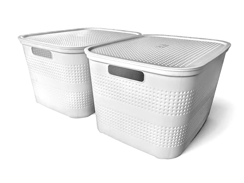 Ecoplast | Set mit 2 Aufbewahrungsboxen weiß Medium mit Deckel und Trennwand – platzsparende Aufbewahrungsbox für Schränke, Regale und Büros Ecoplast | Set mit 2 Aufbewahrungsboxen weiß Medium mit Deckel und Trennwand – platzsparende Aufbewahrungsbox für Schränke, Regale und Büros von Ecoplast