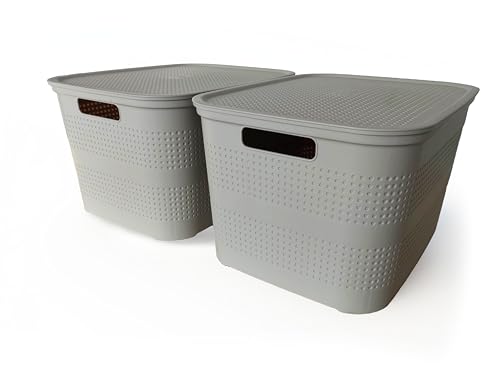 Ecoplast | Set mit 2 Mehrzweck-Aufbewahrungsboxen in Hellgrau mit Deckel und Trennwand – platzsparende Aufbewahrungsbox für Schränke, Regale und Büros Ecoplast | Set mit 2 Mehrzweck-Aufbewahrungsboxen in Hellgrau mit Deckel und Trennwand – platzsparende Aufbewahrungsbox für Schränke, Regale und Büros von Ecoplast