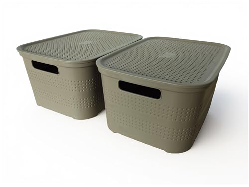 Ecoplast | Set mit 2 Mehrzweck-Behältern Cappuccino Medium mit Deckel und Trennwand – platzsparende Aufbewahrungsbox für Schränke, Abstellräume und Büros Ecoplast | Set mit 2 Mehrzweck-Behältern Cappuccino Medium mit Deckel und Trennwand – platzsparende Aufbewahrungsbox für Schränke, Abstellräume und Büros von Ecoplast