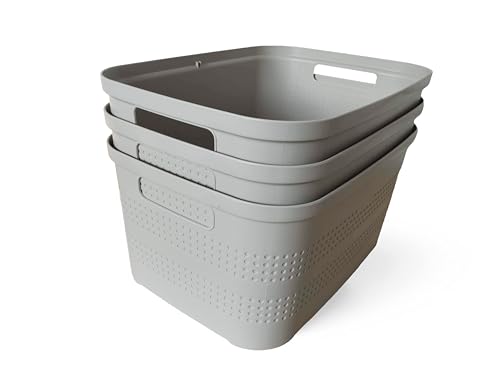 Ecoplast | Set mit 3 Mehrzweck-Aufbewahrungsboxen Taupe Medium ohne Deckel – platzsparende Aufbewahrungsbox für Schränke, Schubladen, Büros und Schränke Ecoplast | Set mit 3 Mehrzweck-Aufbewahrungsboxen Taupe Medium ohne Deckel – platzsparende Aufbewahrungsbox für Schränke, Schubladen, Büros und Schränke von Ecoplast