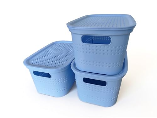 Ecoplast | Set mit 3 Mehrzweck-Behältern Lavendel Small mit Deckel und Trennwand – platzsparende Aufbewahrungsbox für Schränke, Abstellräume und Büros von Ecoplast