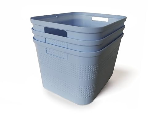 Ecoplast | Set mit 3 Mehrzweck-Behältern Lavendel groß ohne Deckel – platzsparende Aufbewahrungsbox für Schränke, Schubladen, Büros und Schränke von Ecoplast