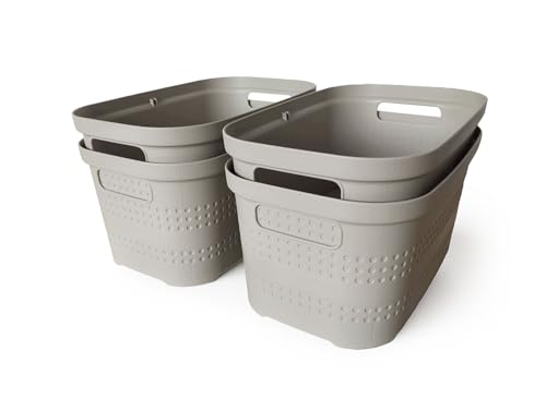Ecoplast | Set mit 4 Mehrzweck-Aufbewahrungsboxen Taupe Small ohne Deckel – platzsparende Aufbewahrungsbox für Schränke, Schubladen, Büros und Schränke Ecoplast | Set mit 4 Mehrzweck-Aufbewahrungsboxen Taupe Small ohne Deckel – platzsparende Aufbewahrungsbox für Schränke, Schubladen, Büros und Schränke von Ecoplast