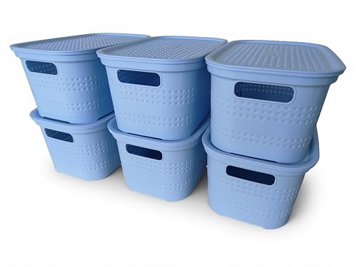 Ecoplast | Set mit 6 Mehrzweckbehältern Lavendel Small mit Deckel und Trennwand – platzsparende Aufbewahrungsbox für Schränke, Abstellräume und Büros von Ecoplast