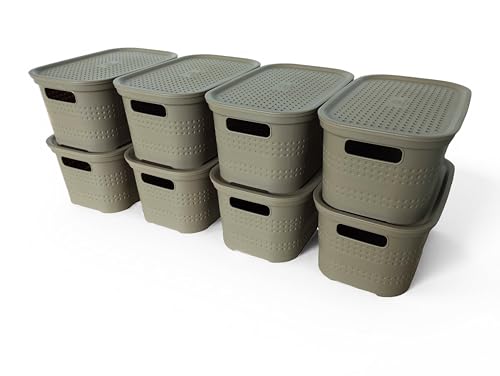 Ecoplast | Set mit 8 Mehrzweckboxen Cappuccino Small mit Deckel und Trennwand - Platzsparende Aufbewahrungsbox für Schränke, Abstellräume und Büros Ecoplast | Set mit 8 Mehrzweckboxen Cappuccino Small mit Deckel und Trennwand - Platzsparende Aufbewahrungsbox für Schränke, Abstellräume und Büros von Ecoplast