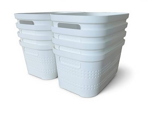 Ecoplast | Set mit 8 Mehrzweckboxen weiß Small ohne Deckel - Platzsparende Aufbewahrungsbox für Schränke, Schubladen, Büros und Abstellräume von Ecoplast