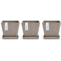 ECOPOTS Blumentopf "Rotterdam", (Set, 3 St.), mit passenden Untersetzern von Ecopots