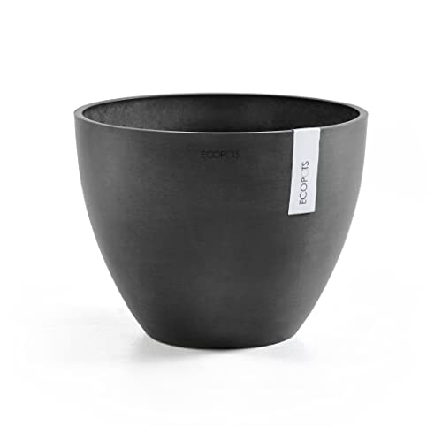 Ecopots Blumentopf Antwerp Dunkelgrau - Durchmesser Ø 40 cm rund groß - Pflanzentopf aus Recycling Kunststoff - Übertopf modern für Indoor und Outdoor von Ecopots