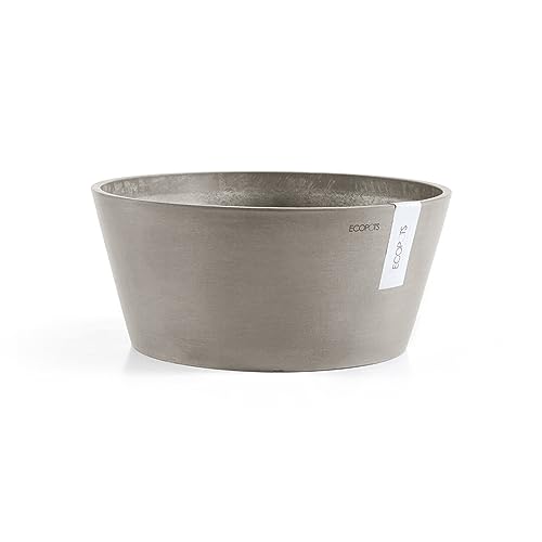 Ecopots Blumentopf Frankfurt - Braun Grau - Durchmesser Ø 30 cm rund groß - Pflanzentopf aus Recycling Kunststoff - Übertopf modern für Indoor und Outdoor von Ecopots