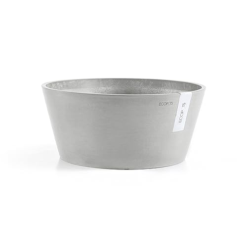 Ecopots Blumentopf Frankfurt - hell grau - Durchmesser Ø 40 cm rund groß - Pflanzentopf aus Recycling Kunststoff - Übertopf modern für Indoor und Outdoor von Ecopots