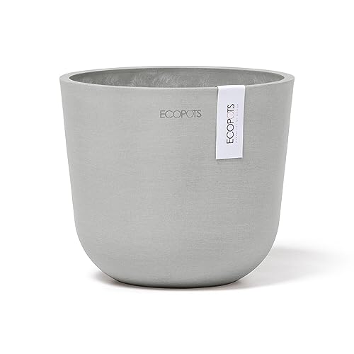 Ecopots Blumentopf Oslo Hell Grau - Durchmesser Ø 19 cm rund klein - Pflanzentopf aus Recycling Kunststoff - Übertopf modern für Indoor und Outdoor von Ecopots