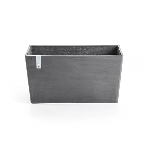 Ecopots Blumentopf Paris Grau - 100 x 46 cm - Raumteiler, Sichtschutz - Pflanzentopf rechteckig aus Recycling Kunststoff - Übertopf modern für Indoor und Outdoor von Ecopots
