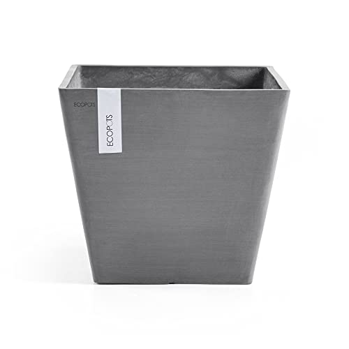 Ecopots Rotterdam Pflanztopf aus recyceltem PET UV-beständig stoßfest für Innen und Außen in Grau Weiß Terrakotta von Ecopots