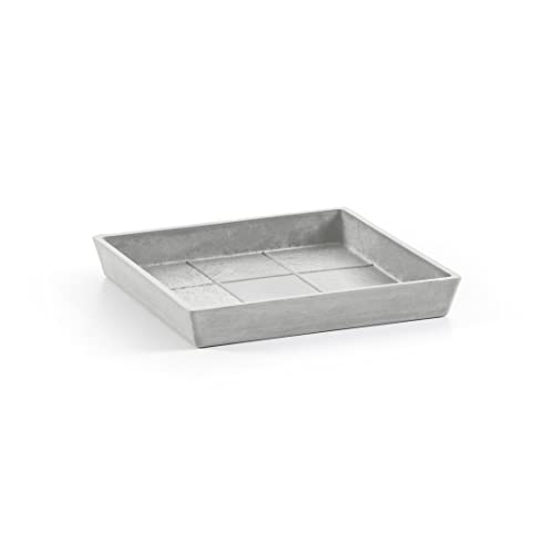 Ecopots quadratischer weißgrauer Pflanztopf 38,5 cm recycelter Kunststoff CO2-neutral frostsicher langlebig von Ecopots