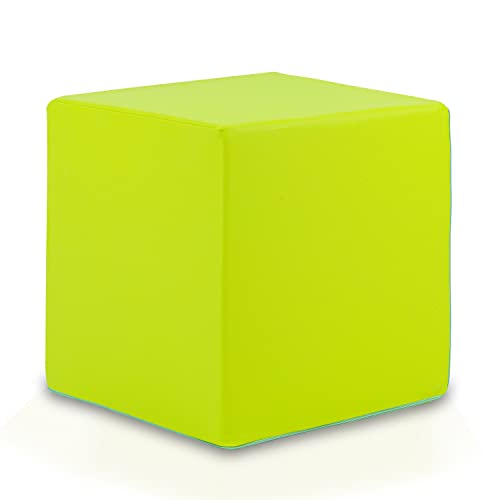Ecopuf Cube - Sitzhocker Hocker Kunstleder Lederimitat Sitzbox Quader Würfel Pouf Ottomane Fußbank für's Wohnzimmer Wohneinrichtung 40x40x40 cm Faber Apfelgrün E16 von Ecopuf