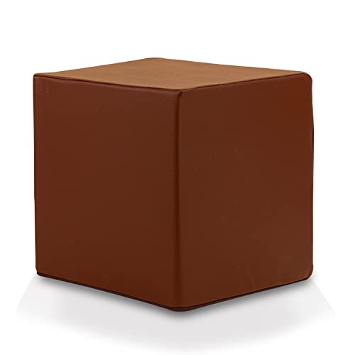 Ecopuf Cube - Sitzhocker Hocker Kunstleder Lederimitat Sitzbox Quader Würfel Pouf Ottomane Fußbank für's Wohnzimmer Wohneinrichtung 40x40x40 cm Faber Dunkelbraun E13 von Ecopuf