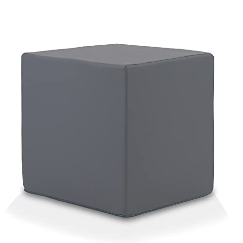 Ecopuf Cube - Sitzhocker Hocker Kunstleder Lederimitat Sitzbox Quader Würfel Pouf Ottomane Fußbank für's Wohnzimmer Wohneinrichtung 40x40x40 cm Faber Grau E15 von Ecopuf