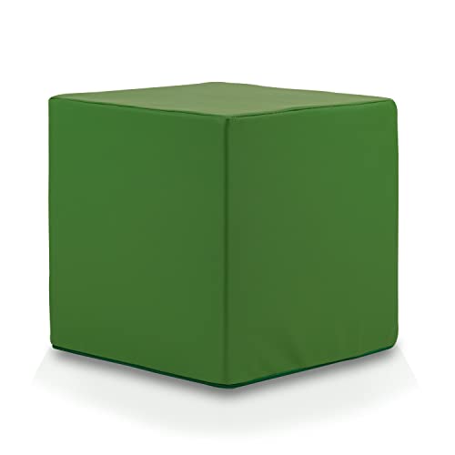 Ecopuf Cube - Sitzhocker Hocker Kunstleder Lederimitat Sitzbox Quader Würfel Pouf Ottomane Fußbank für's Wohnzimmer Wohneinrichtung 40x40x40 cm Faber Grün E9 von Ecopuf