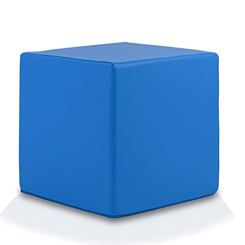 Ecopuf Cube - Sitzhocker Hocker Kunstleder Lederimitat Sitzbox Quader Würfel Pouf Ottomane Fußbank für's Wohnzimmer Wohneinrichtung 40x40x40 cm Faber Hellblau E10 von Ecopuf