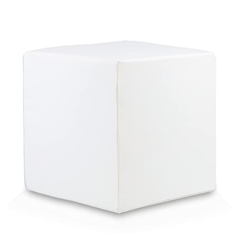 Ecopuf Cube - Sitzhocker Hocker Kunstleder Lederimitat Sitzbox Quader Würfel Pouf Ottomane Fußbank für's Wohnzimmer Wohneinrichtung 40x40x40 cm Faber Weiß E1 von Ecopuf
