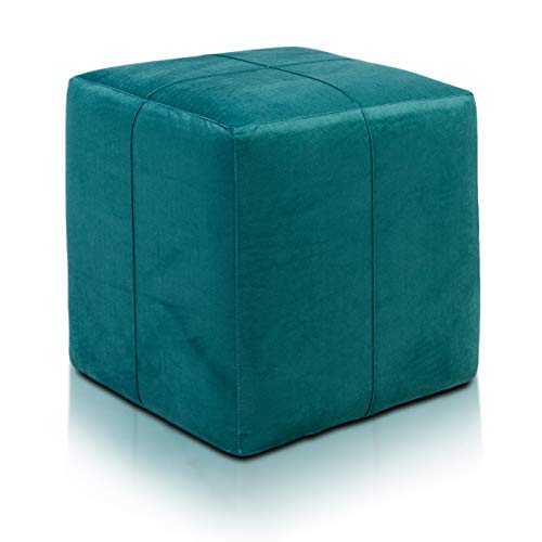 Ecopuf Cube - Sitzhocker Hocker Kunstleder Mikrofaser Sitzbox Quader Würfel Pouf Ottomane Fußbank für's Wohnzimmer Wohneinrichtung 40x40x40 cm Faber Blau A6 von Ecopuf