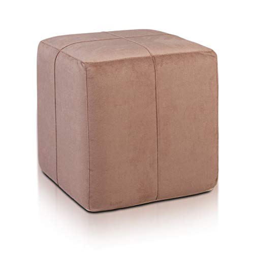 Ecopuf Cube - Sitzhocker Hocker Kunstleder Mikrofaser Sitzbox Quader Würfel Pouf Ottomane Fußbank für's Wohnzimmer Wohneinrichtung 40x40x40 cm Faber Hellbraun A57 von Ecopuf