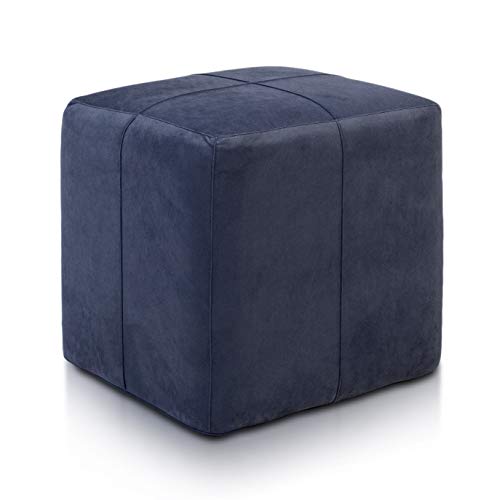 Ecopuf Cube - Sitzhocker Hocker Kunstleder Mikrofaser Sitzbox Quader Würfel Pouf Ottomane Fußbank für's Wohnzimmer Wohneinrichtung 40x40x40 cm Faber Nachtblau A41 von Ecopuf