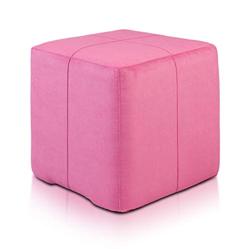 Ecopuf Cube - Sitzhocker Hocker Kunstleder Mikrofaser Sitzbox Quader Würfel Pouf Ottomane Fußbank für's Wohnzimmer Wohneinrichtung 40x40x40 cm Faber Rosa A105 von Ecopuf