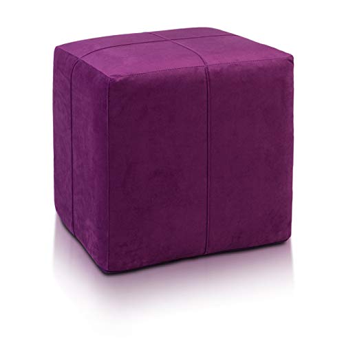 Ecopuf Cube - Sitzhocker Hocker Kunstleder Mikrofaser Sitzbox Quader Würfel Pouf Ottomane Fußbank für's Wohnzimmer Wohneinrichtung 40x40x40 cm Faber Violett A46 von Ecopuf