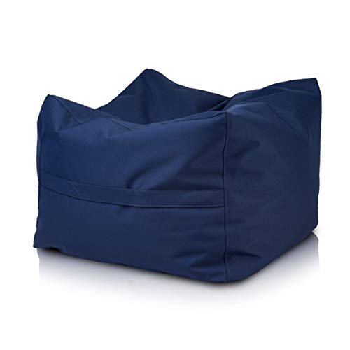 Ecopuf Cubo - Sitzhocker Sitzsack Hocker Outdoor wasserdichtes Polyester Würfel Fußhocker hochwertig und pflegeleicht doppeltes herausnehmbares Innenfutter mit Griff Größe 60 X 45 cm Faber Blau M8 von Ecopuf